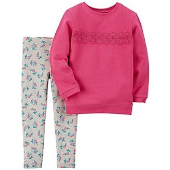 Carter's Other - Carter's Pink Crochet Sweatshirt & Leggings